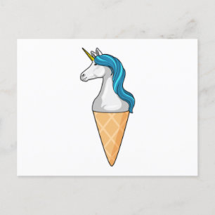 Einhorn mit Waffeleis Postkarte