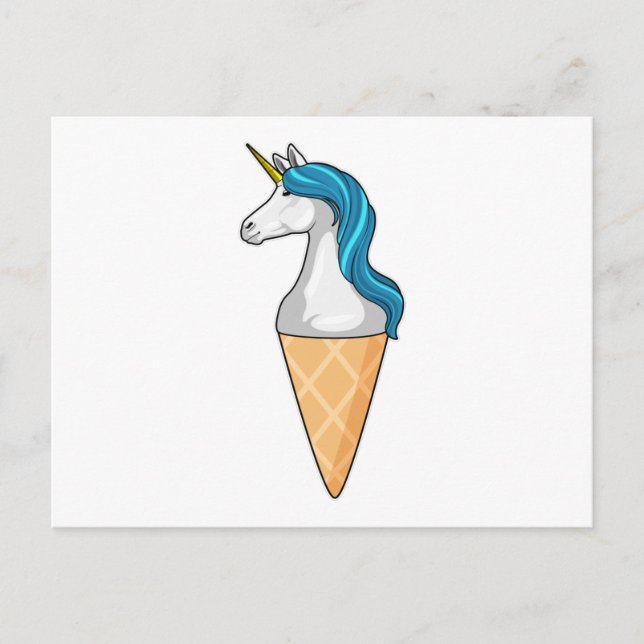 Einhorn mit Waffeleis Postkarte (Vorderseite)