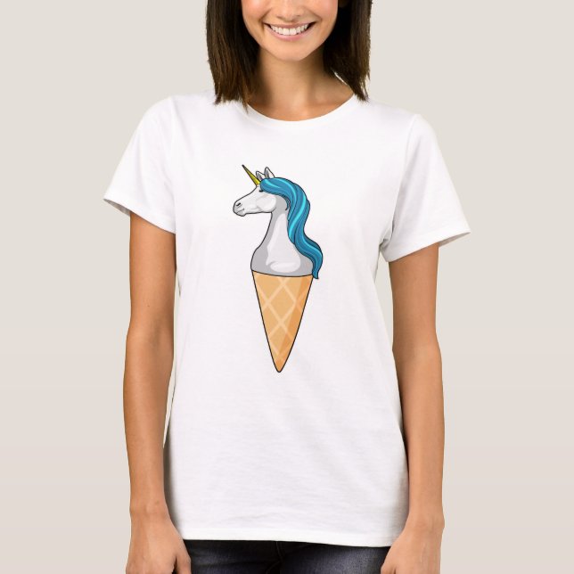 Einhorn mit Waffeleis T-Shirt (Vorderseite)