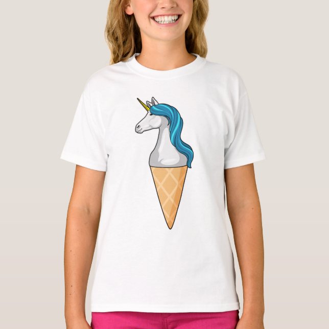 Einhorn mit Waffeleis T-Shirt (Vorderseite)