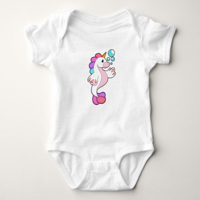 Einhorn mit Wasserblasen.PNG Baby Strampler (Vorderseite)