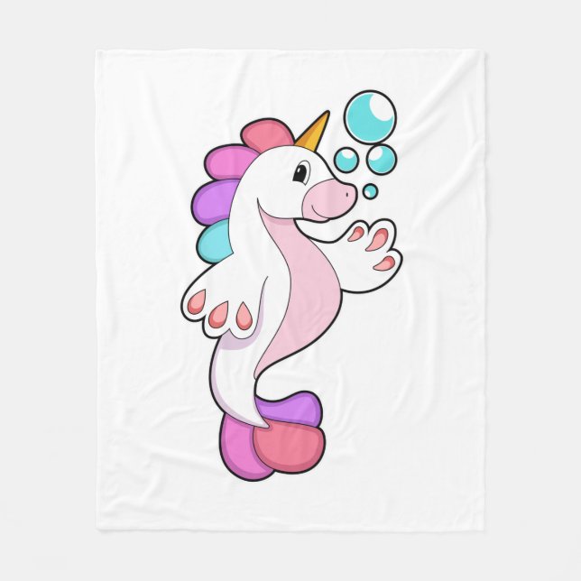 Einhorn mit Wasserblasen.PNG Fleecedecke (Vorderseite)