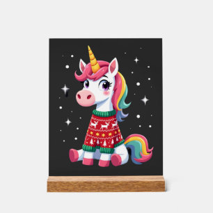 Einhorn mit Weihnachtspullover Einhorn Mädchen Chr Acrylschild