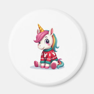 Einhorn mit Weihnachtspullover Einhorn Mädchen Chr Magnet