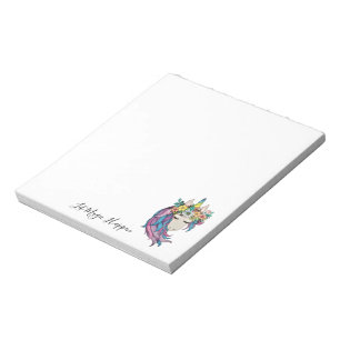 Einhorn mit wilden Blume in Wasserfarbe Notizblock