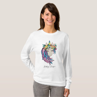 Einhorn mit wilden Blume in Wasserfarbe T-Shirt