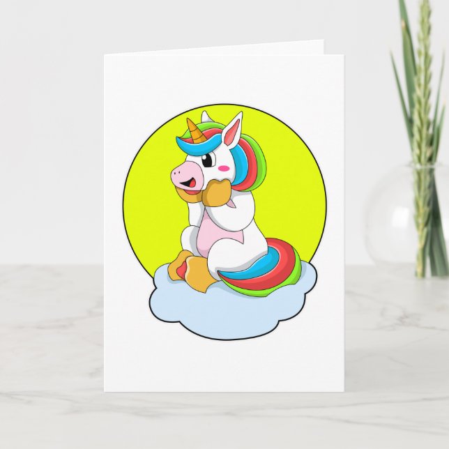 Einhorn mit Wolke und Sonne Karte (Vorderseite)