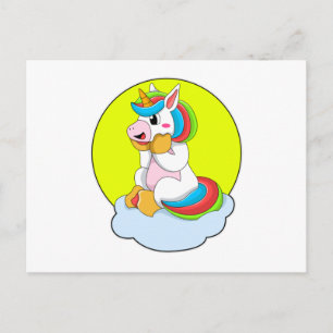 Einhorn mit Wolke und Sonne Postkarte