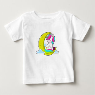 Einhorn mit Wolken und Mond Baby T-shirt