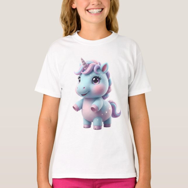 Einhorn mit Zuckerwatte T-Shirt (Vorderseite)