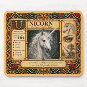 Einhorn, mittelalterliche Bestiarien-Kunst Mousepad