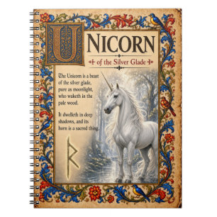 Einhorn, mittelalterliche Bestiarien-Kunst Notizblock