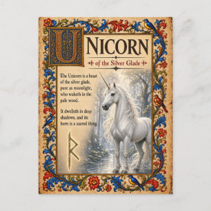 Einhorn, mittelalterliche Bestiarien-Kunst Postkarte
