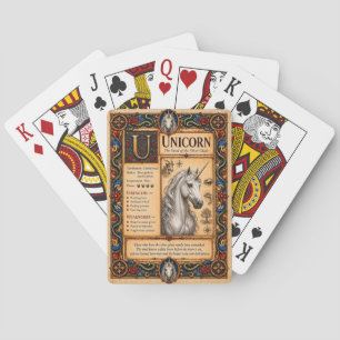 Einhorn, mittelalterliche Bestiarien-Kunst Spielkarten