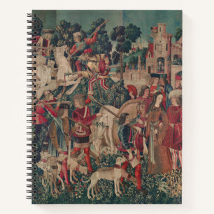 Einhorn mittelalterliche Kunst - Jäger kehren zum  Notizbuch