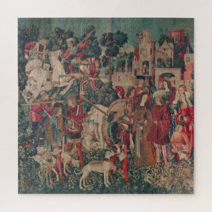 Einhorn mittelalterliche Kunst - Jäger kehren zum Puzzle