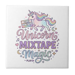 Einhorn-Mixtape-Magie-Anbetungswürdiger Aufkleber  Fliese