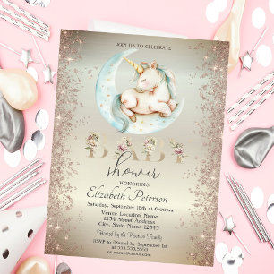 Einhorn-Mond-Gold-Glitter-Konfetti-Baby-Party Einladung