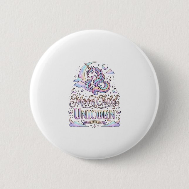 Einhorn Mond Kind Einhorn Original Zazzle Design_ Button (Vorderseite)