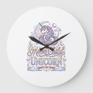 Einhorn Mond Kind Einhorn Original Zazzle Design_ Große Wanduhr