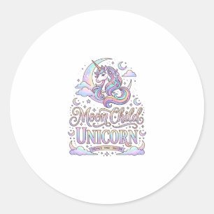 Einhorn Mond Kind Einhorn Original Zazzle Design_ Runder Aufkleber