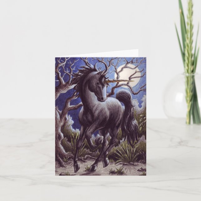 Einhorn-Mond notecard Karte (Vorderseite)