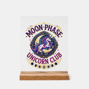 Einhorn-Mondphase-Einhorn-Club-Werbe-Shirt G Acrylschild