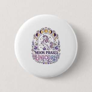 Einhorn-Mondphasen-Einhorn-Weißer-Hintergrund-Shir Button