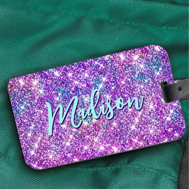 Einhorn-Monogramm aus lila Glitzer Gepäckanhänger (Von Creator hochgeladen)