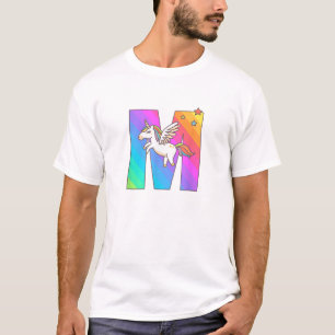 Einhorn-Monogramm Buchstabe M Anfangsbuchstabe Süß T-Shirt