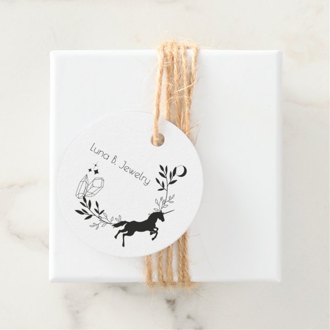 Einhorn, Moon & Crystals Dainty Juwelierverpackung Geschenkanhänger (Beispiel)