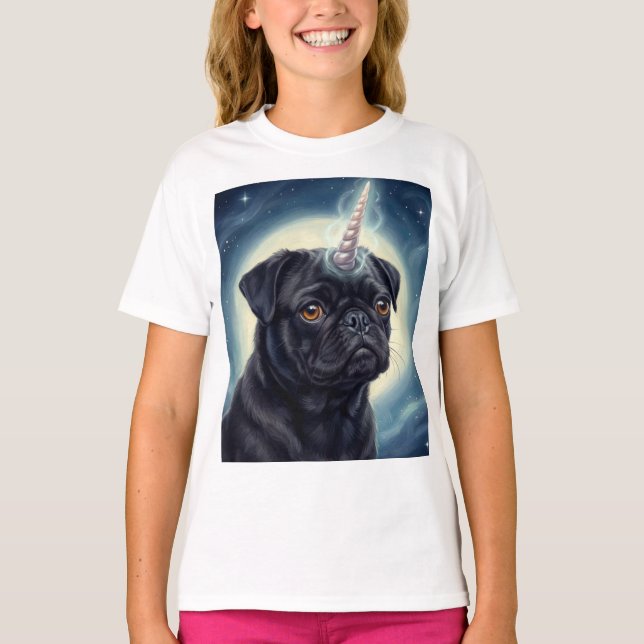 Einhorn Mops T-Shirt (Vorderseite)
