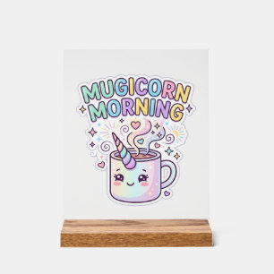 Einhorn Mugicorn Morgen Grafikdesign Zazzle Des Acrylschild