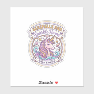 Einhorn-Muscheln und Funkelhörner POD Fertig Zazz Aufkleber