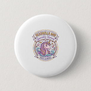 Einhorn-Muscheln und Funkelhörner POD Fertig Zazz Button
