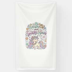 Einhorn-Muscheln und Glanzhörner Premium-Vektor Banner
