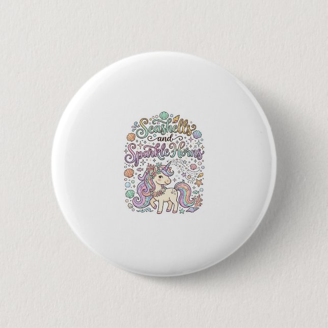 Einhorn-Muscheln und Glanzhörner Premium-Vektor Button (Vorderseite)