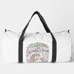 Einhorn-Muscheln und Glanzhörner Premium-Vektor Duffle Bag