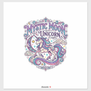 Einhorn Mystisch Mond Einhorn Farbige Aufkleber