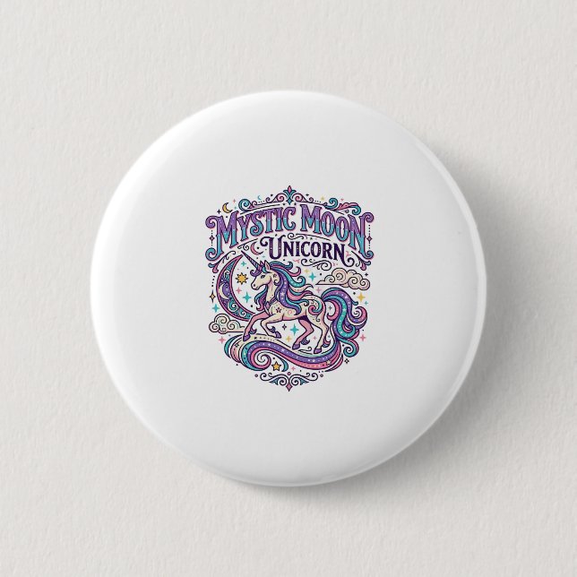 Einhorn Mystisch Mond Einhorn Farbige Button (Vorderseite)