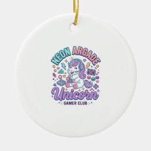 Einhorn Neon Arcade Einhorn Retro-Stil Produkt Gr Keramik Ornament