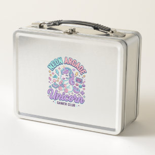 Einhorn Neon Arcade Einhorn Retro-Stil Produkt Gr Metall Brotdose