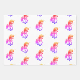 Einhorn-Neon-Geschenkpapier-Flat Sheet-Set aus 3 Geschenkpapier Set