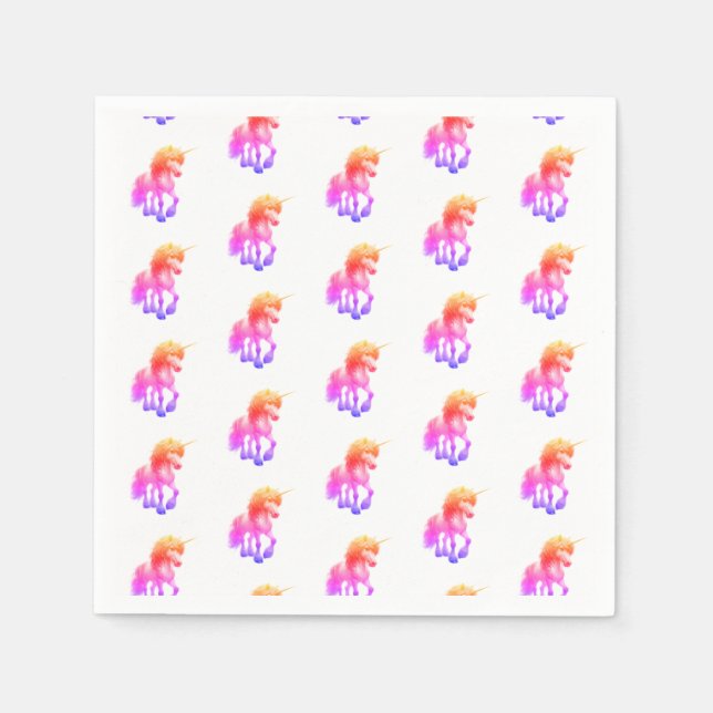 Einhorn Neon Serviette (Vorderseite)