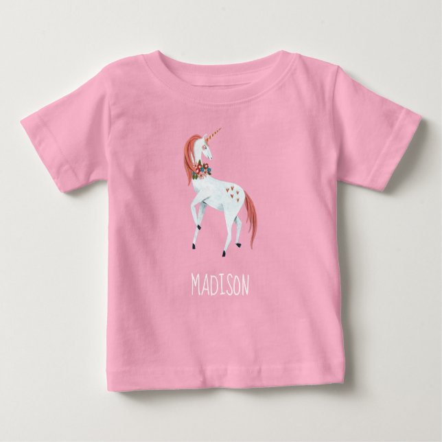 Einhorn-niedliche Kindermädchen Baby T-shirt (Vorderseite)