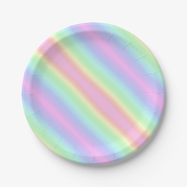 Einhorn Niedliche Pastel Rainbow Streifen Gradient Pappteller (Vorderseite)
