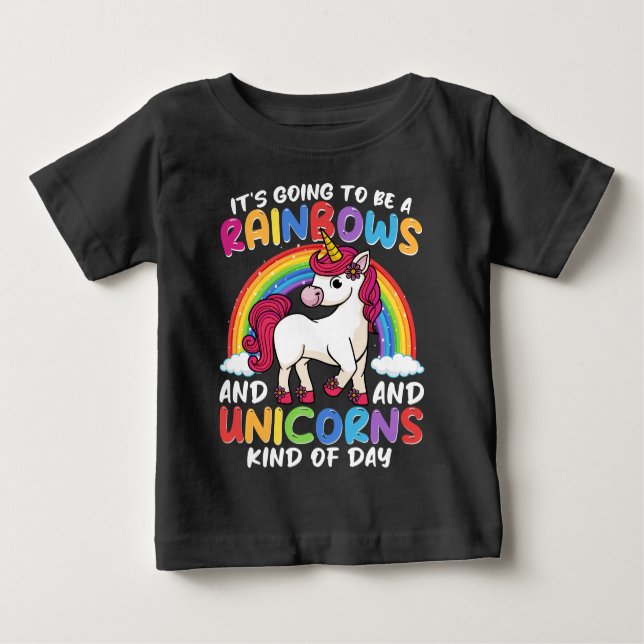 Einhorn Niedliche Whimsical Funny Rainbows und Ein Baby T-shirt (Vorderseite)