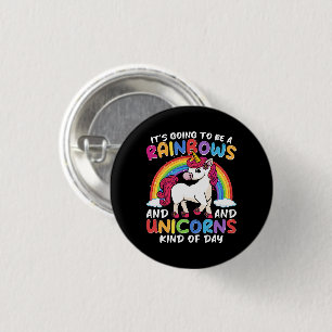 Einhorn Niedliche Whimsical Funny Rainbows und Ein Button