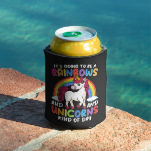 Einhorn Niedliche Whimsical Funny Rainbows und Ein Dosenkühler