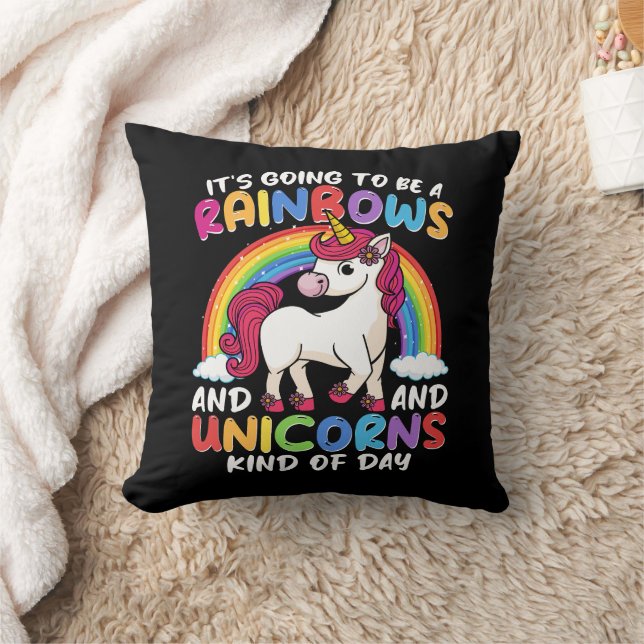 Einhorn Niedliche Whimsical Funny Rainbows und Ein Kissen (Decke)